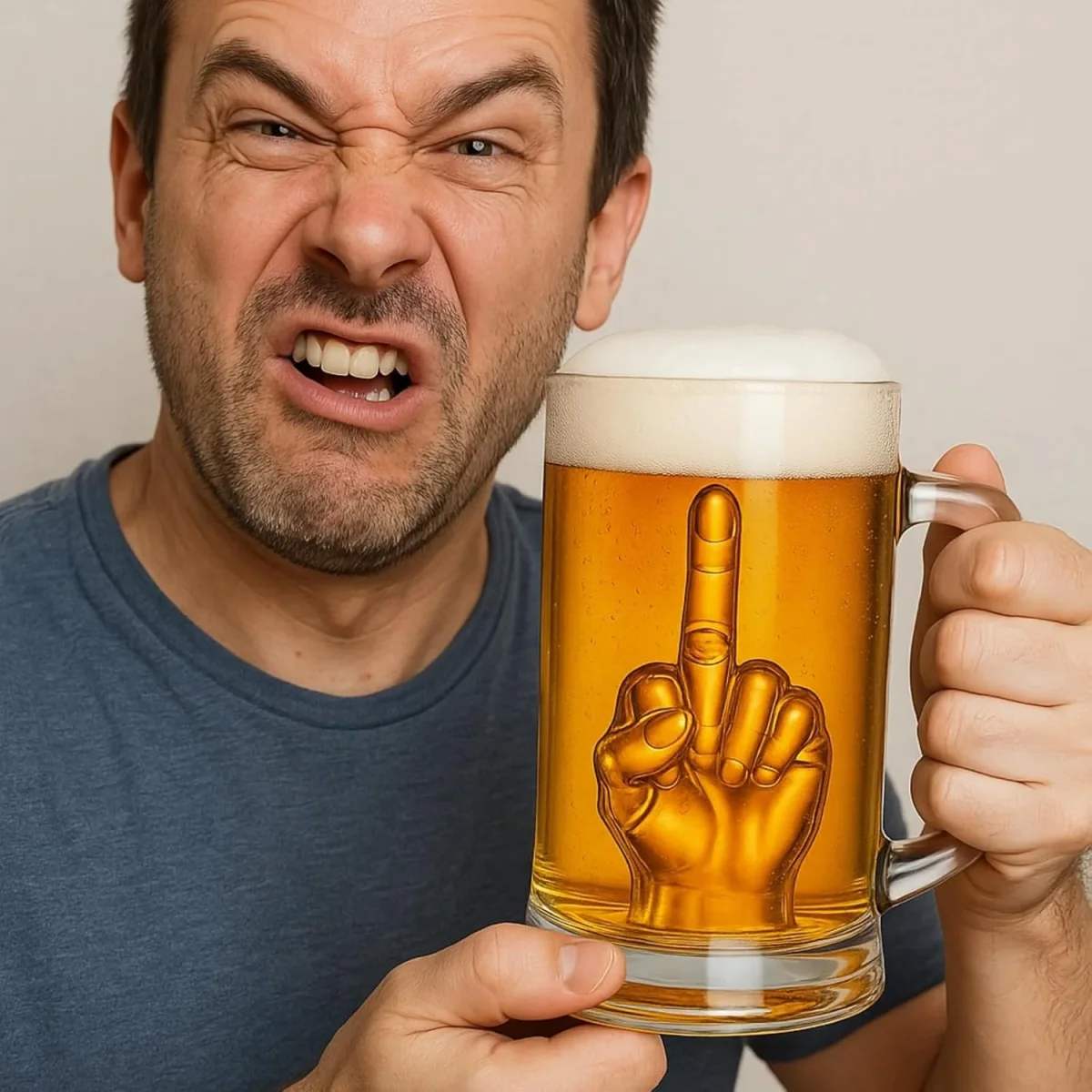 Middle Finger Beer Glass With Handle Tall Drinking Glass For Beer Whiskey Cocktails - Image 9