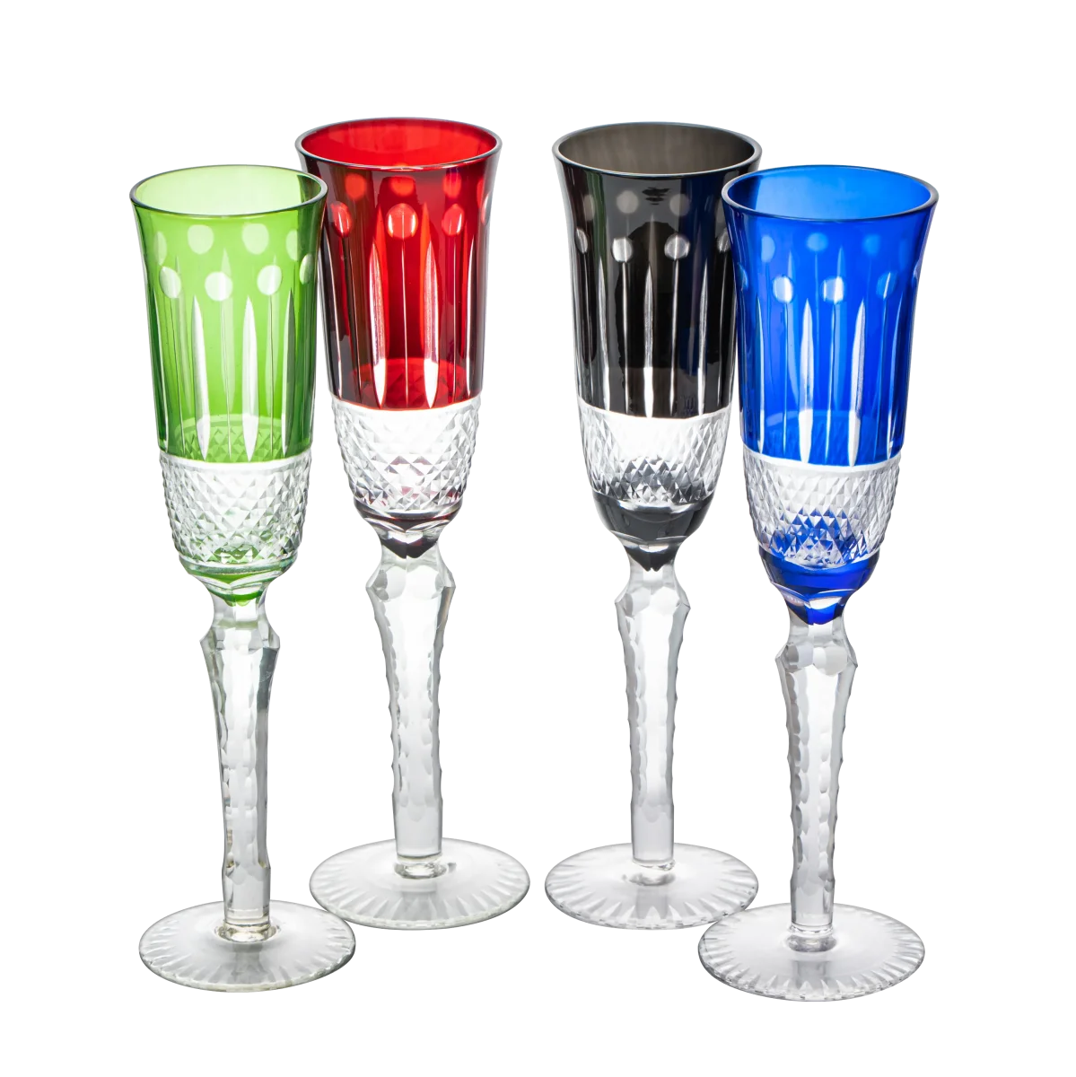 Multicolor Crystal Italian Design Flutes 4 Set 5OZ 9 H Cocktail Champagne Glassware - Image 2