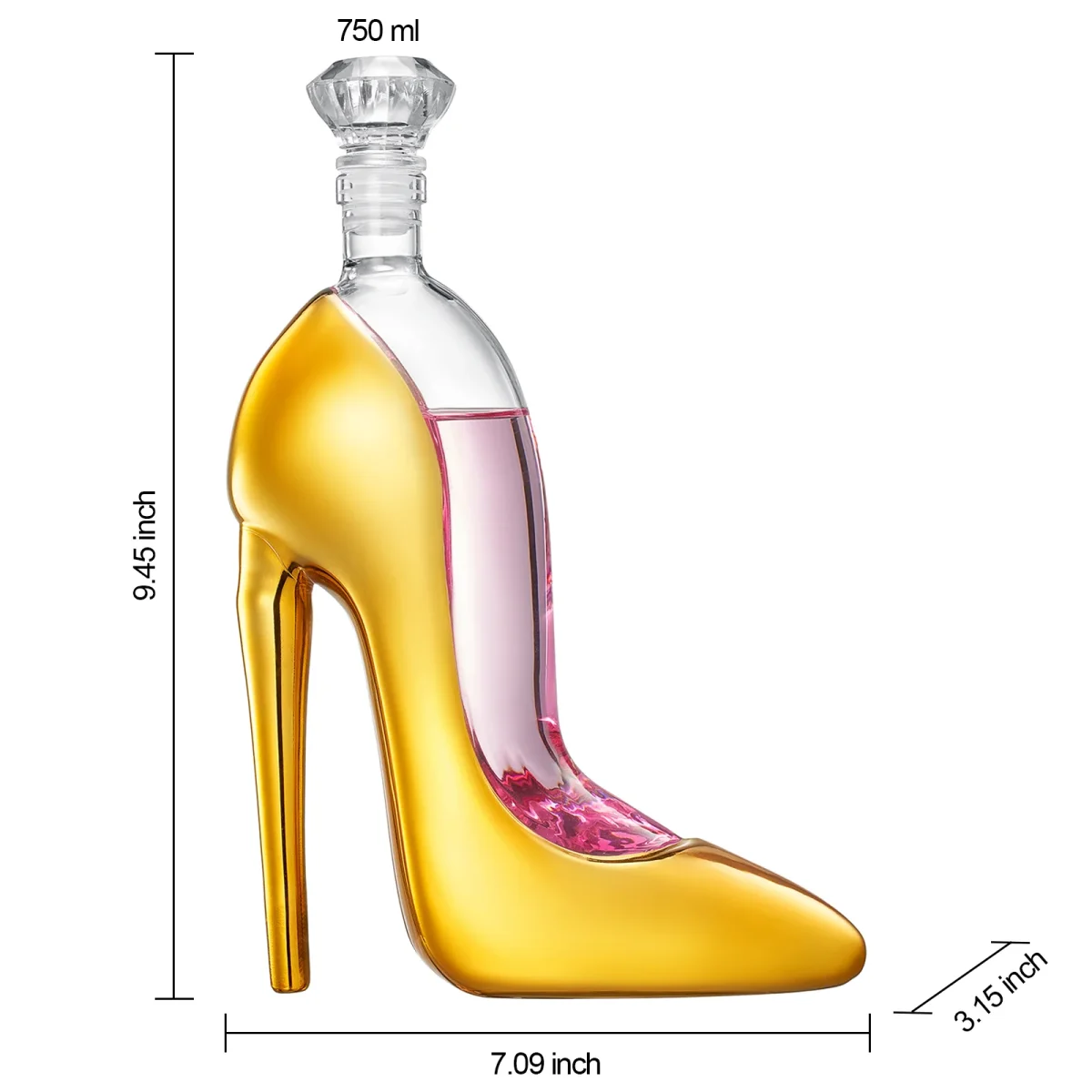 Gold Heel Stiletto High Heels Shape Decanter Whiskey And Wine Decanter With Stopper High Heel Decant - Image 4
