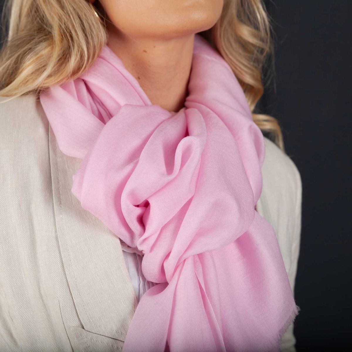 Luxe Merino Silk Shawl Light Pink - Image 3