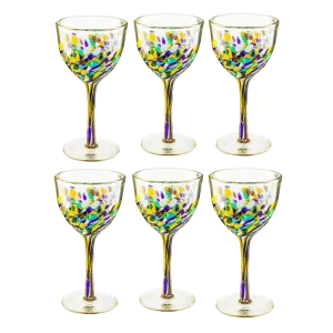 Pebble Confetti Mexican Luxury Hand Blown Wine Glasses Premium Barware Gift