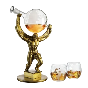 Atalas Bronze World Globe Whiskey Decanter Premium Barware Gift