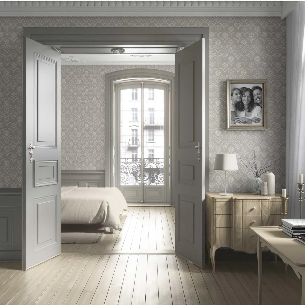 'Foggy Echo' Modern Neural-Toned Floral/ Botanical Wallpaper by the Metre (Gray/ Taupe) - Image 5