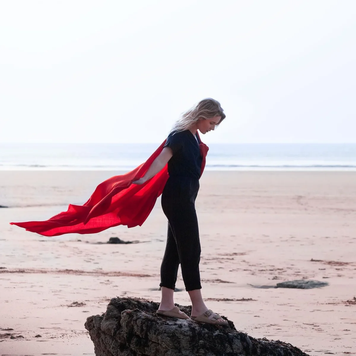 Merino Wool Shawl Scarlet - Image 2